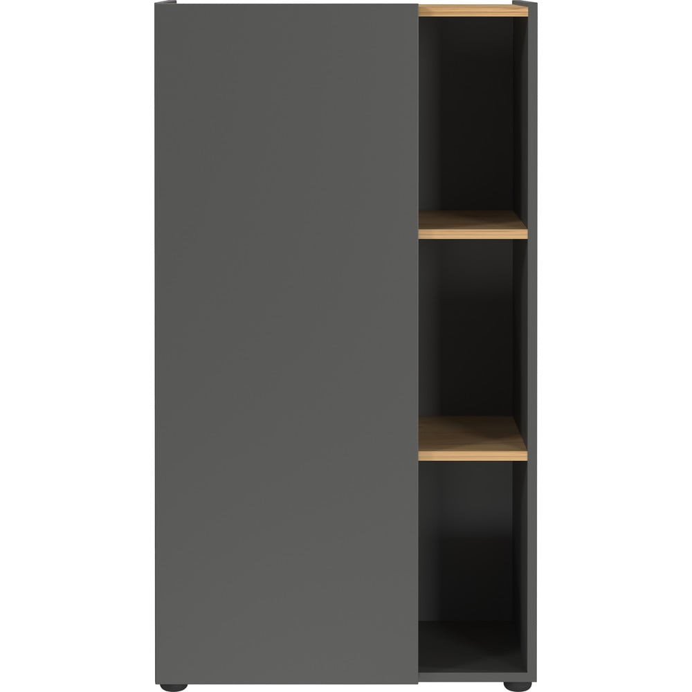 Antracitszürke könyvespolc tölgyfa dekorral 61x110x34 cm Adrano – Germania