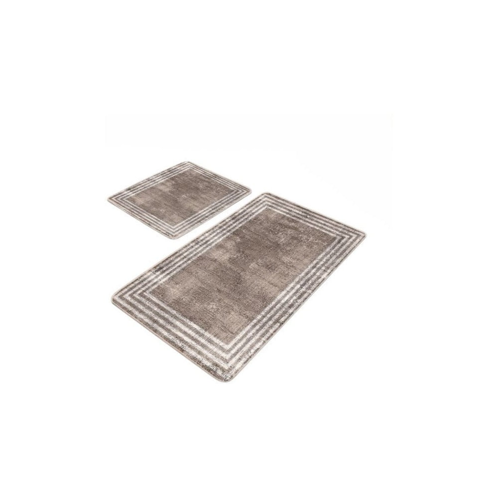 Barna bársony fürdőszobai kilépő szett 2 db-os 60x100 cm – Mila Home