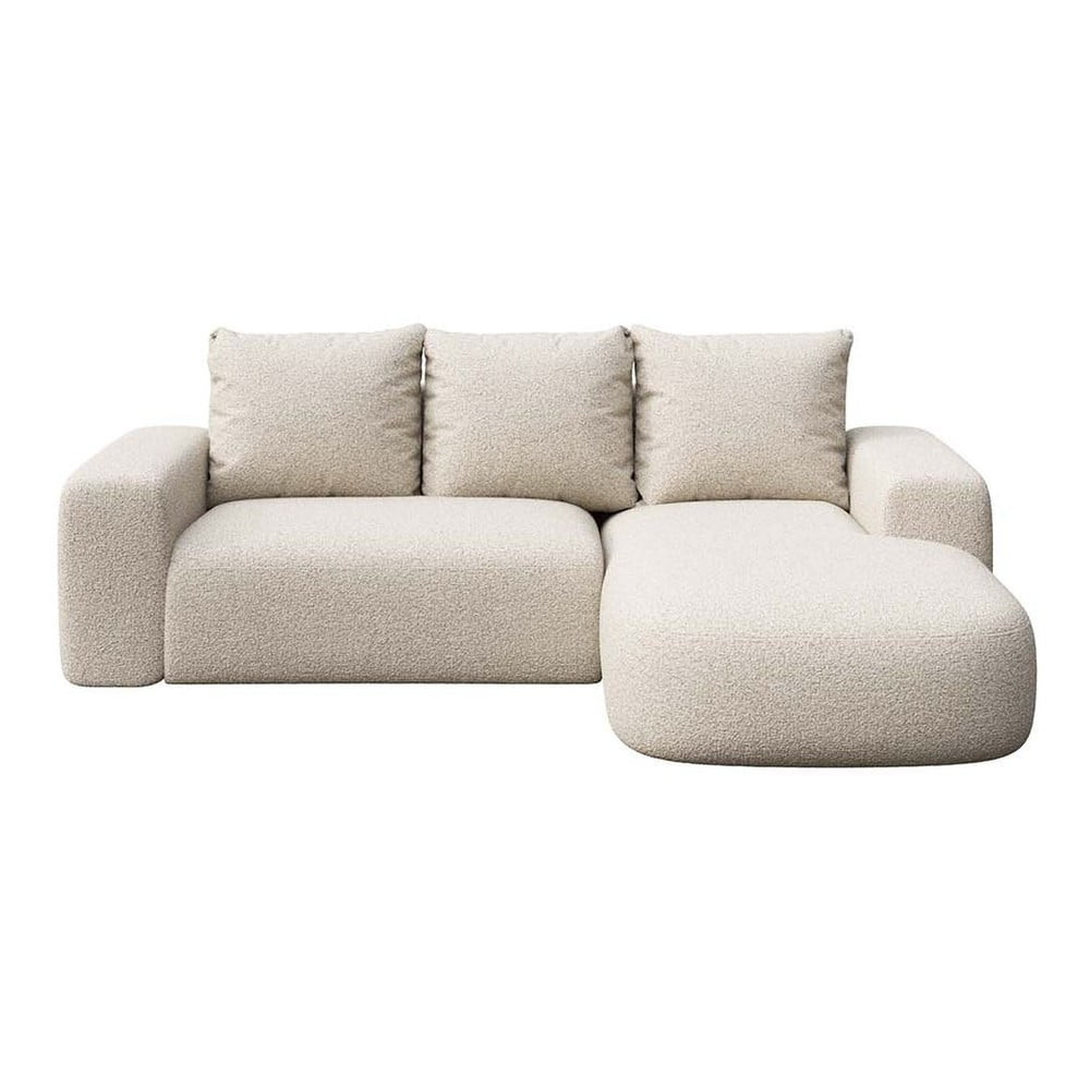 Bézs buklé sarokkanapé (jobb oldali-heverő résszel) Monce – Rodier