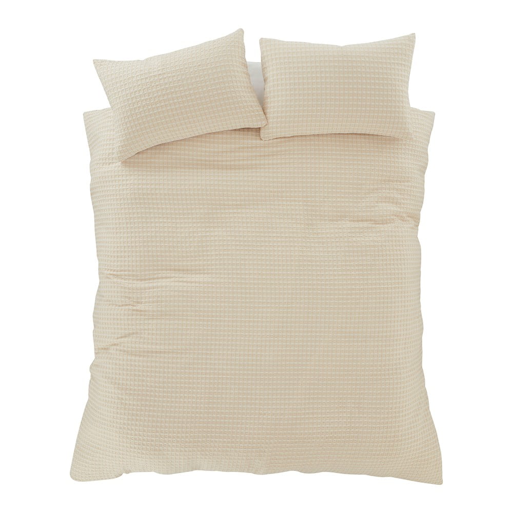 Bézs kétszemélyes hosszabbított ágyneműhuzat 230x220 cm Muscat Waffle – Pineapple Elephant