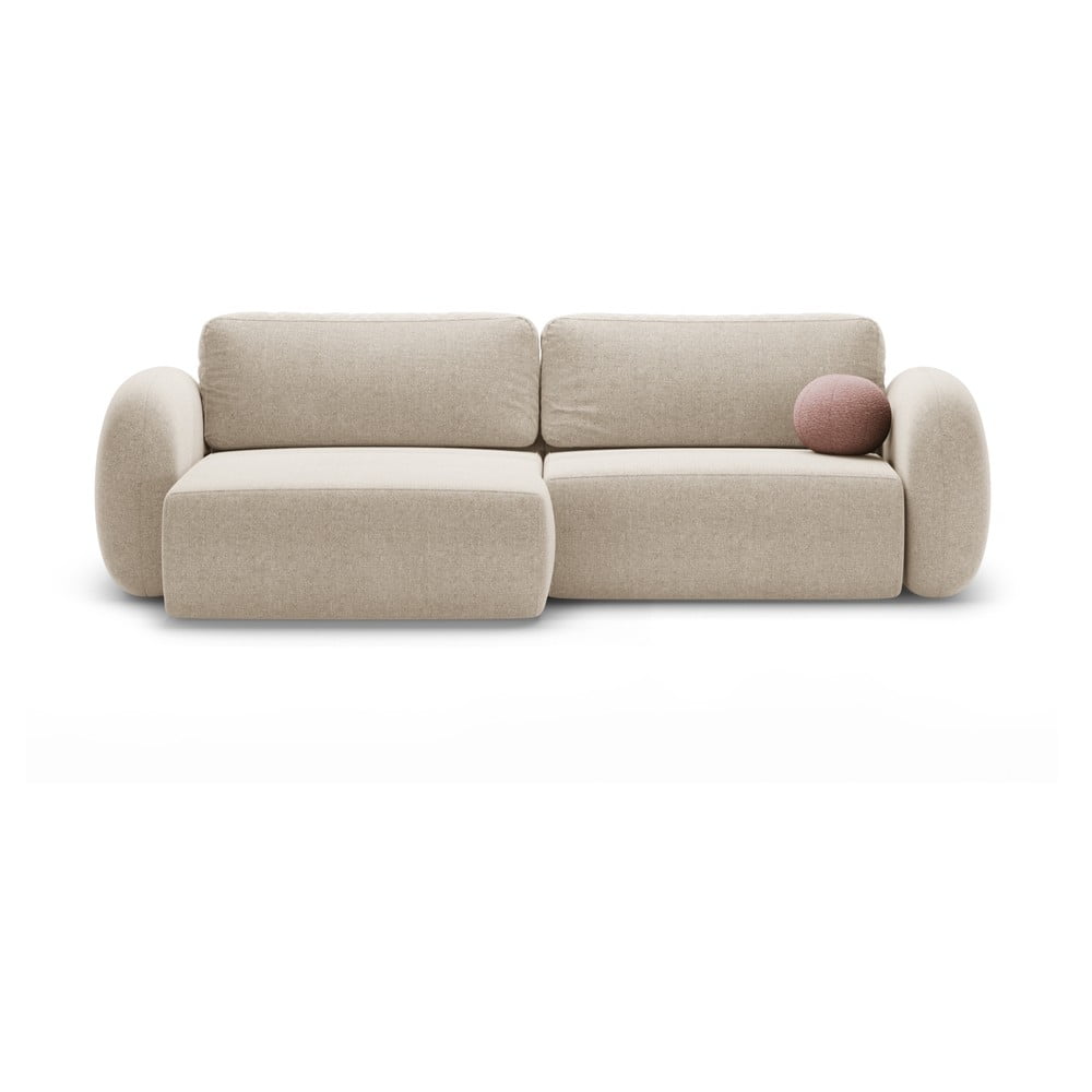 Bézs zsenília kinyitható-tárolóhelyes sarokkanapé Tonale – Cosmopolitan Design