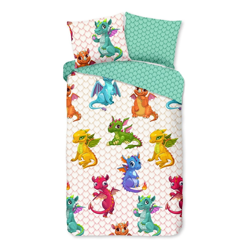 Egyszemélyes-hosszabbított pamut gyerek ágyneműhuzat 140x220 cm Dragons – Good Morning