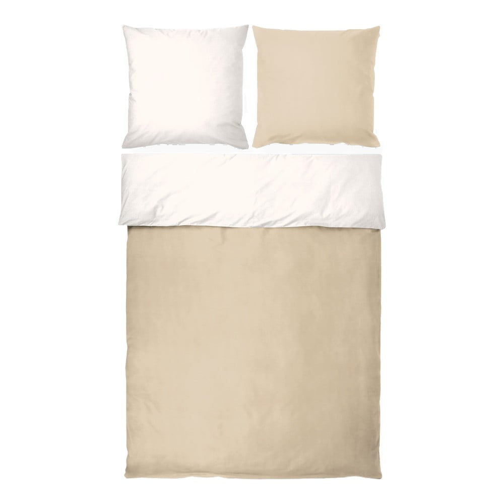 Fehér-bézs egyszemélyes-hosszabbított pamut-perkál ágyneműhuzat 140x220 cm Shades – Mette Ditmer Denmark