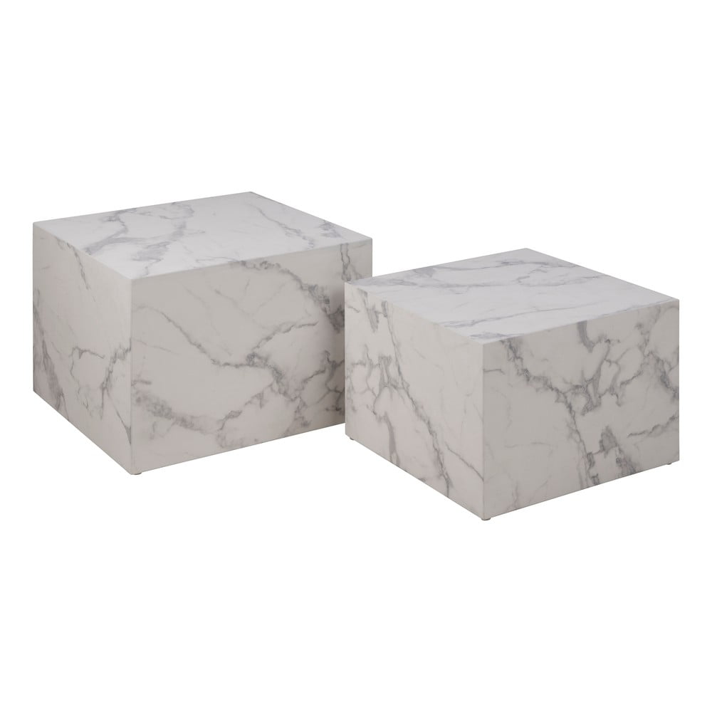 Fehér dohányzóasztal szett márvány dekorral