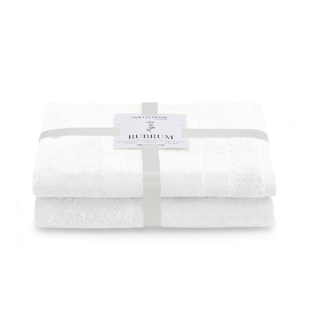 Fehér frottír pamut törölköző és fürdőlepedő készlet 2 db-os Rubrum – Restilo
