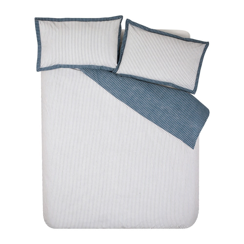 Fehér-kék kétszemélyes ágyneműhuzat 200x200 cm Oxford Pinstripe – Catherine Lansfield