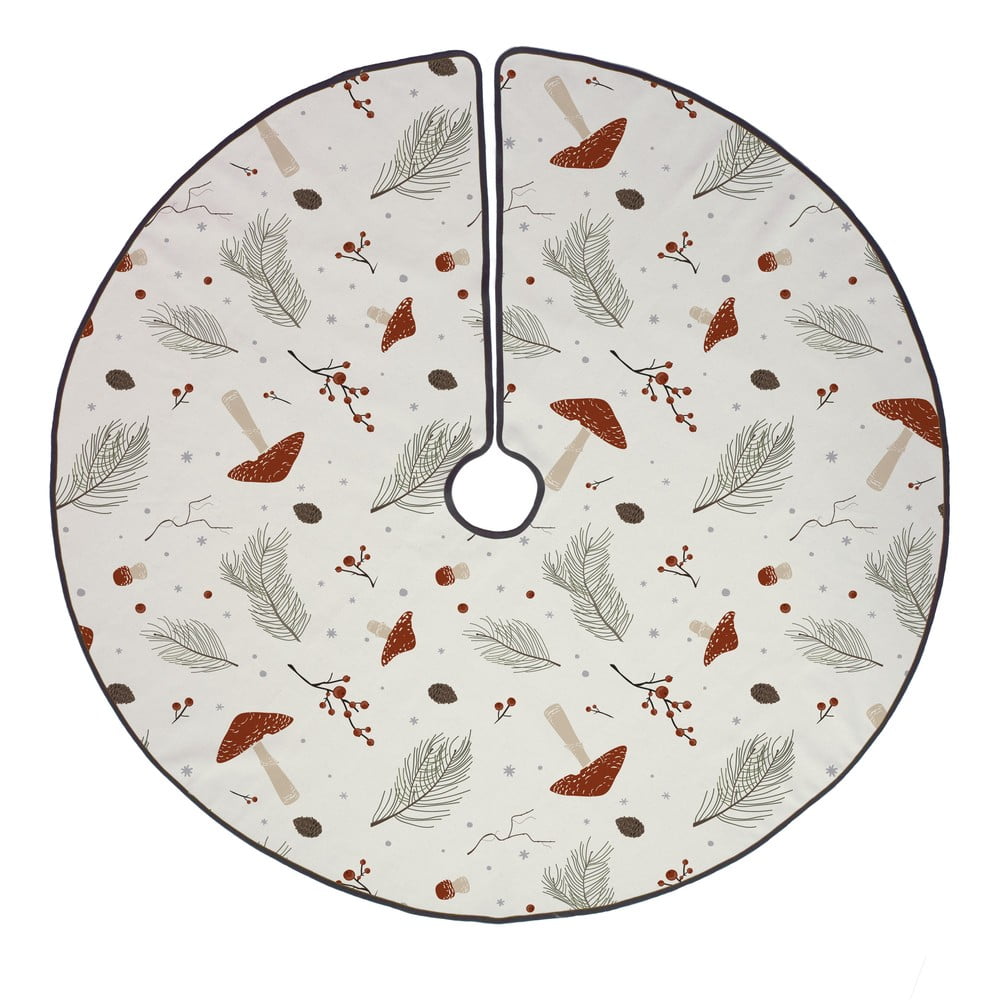 Fehér mosható pamut kerek karácsonyfatalp takaró karácsonyi mintával ø 133 cm Toadstool – Butter Kings