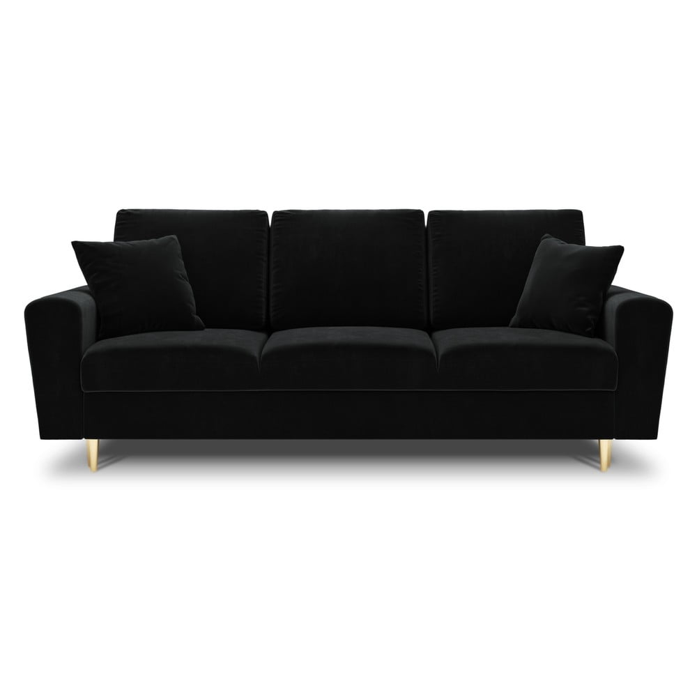 Fekete bársony kinyitható tárolóhelyes kanapé 235 cm Kyoto – Cosmopolitan Design