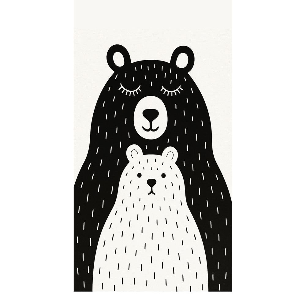 Fekete-fehér mosható gyerek szőnyeg 160x230 cm Bear Family v2 – Vitaus