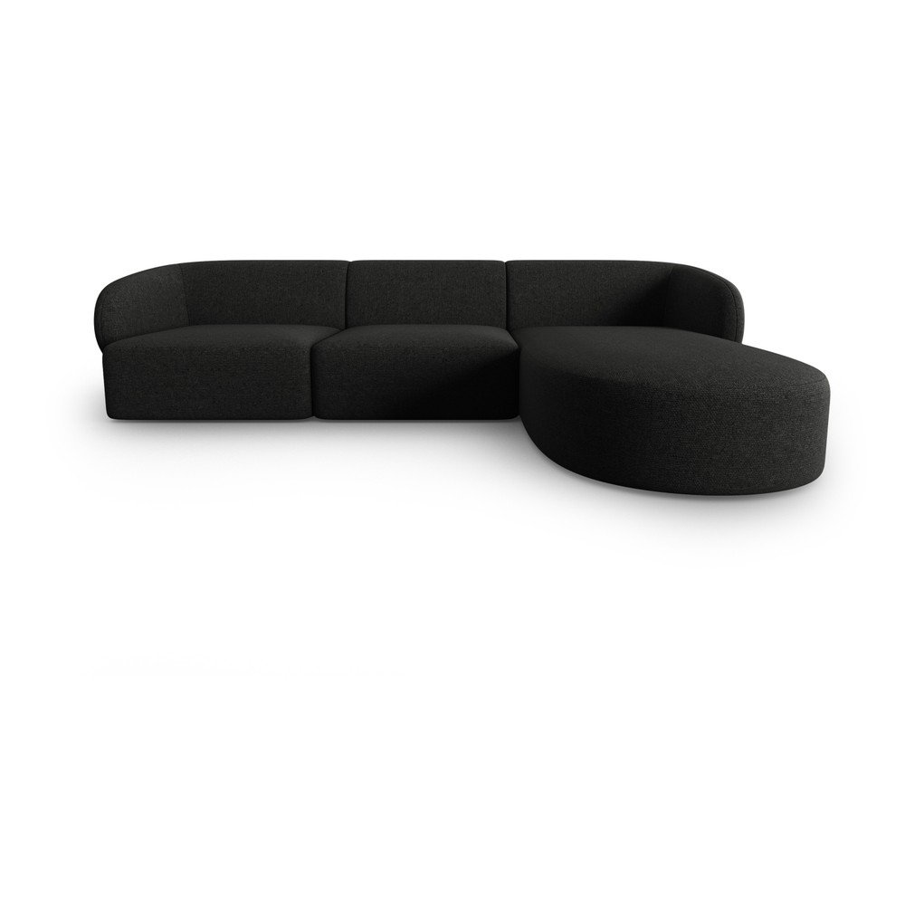 Fekete zsenília sarokkanapé (jobb oldali-heverő résszel) Paolo – Milo Casa