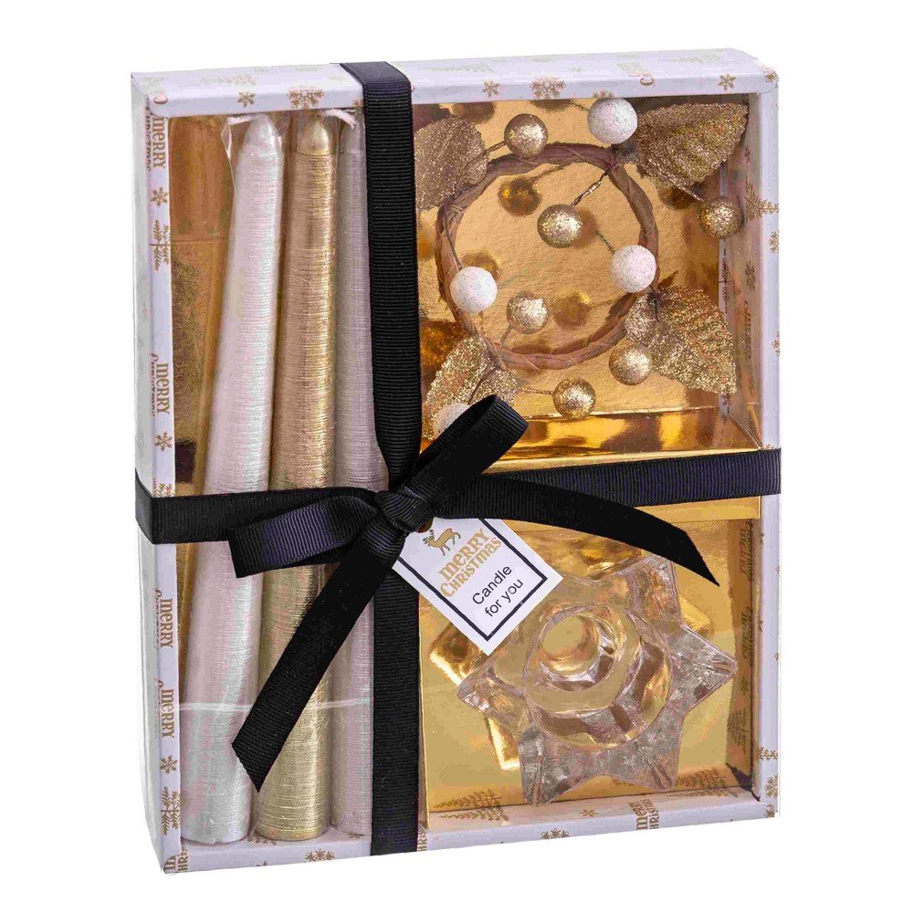 Gyertya és gyertyatartó készlet 3 db-os – Casa Selección