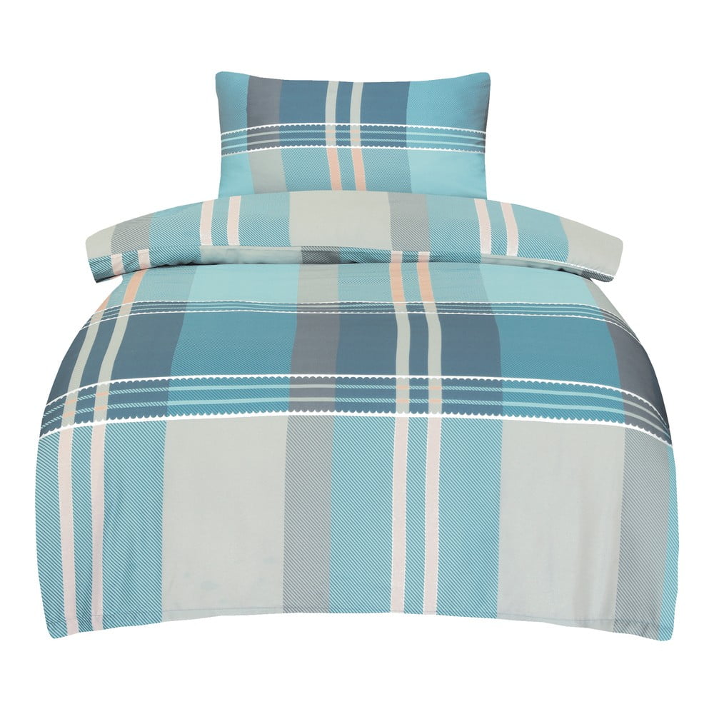 Kék egyszemélyes pamut-szatén ágyneműhuzat 140x200 cm Monty – My House