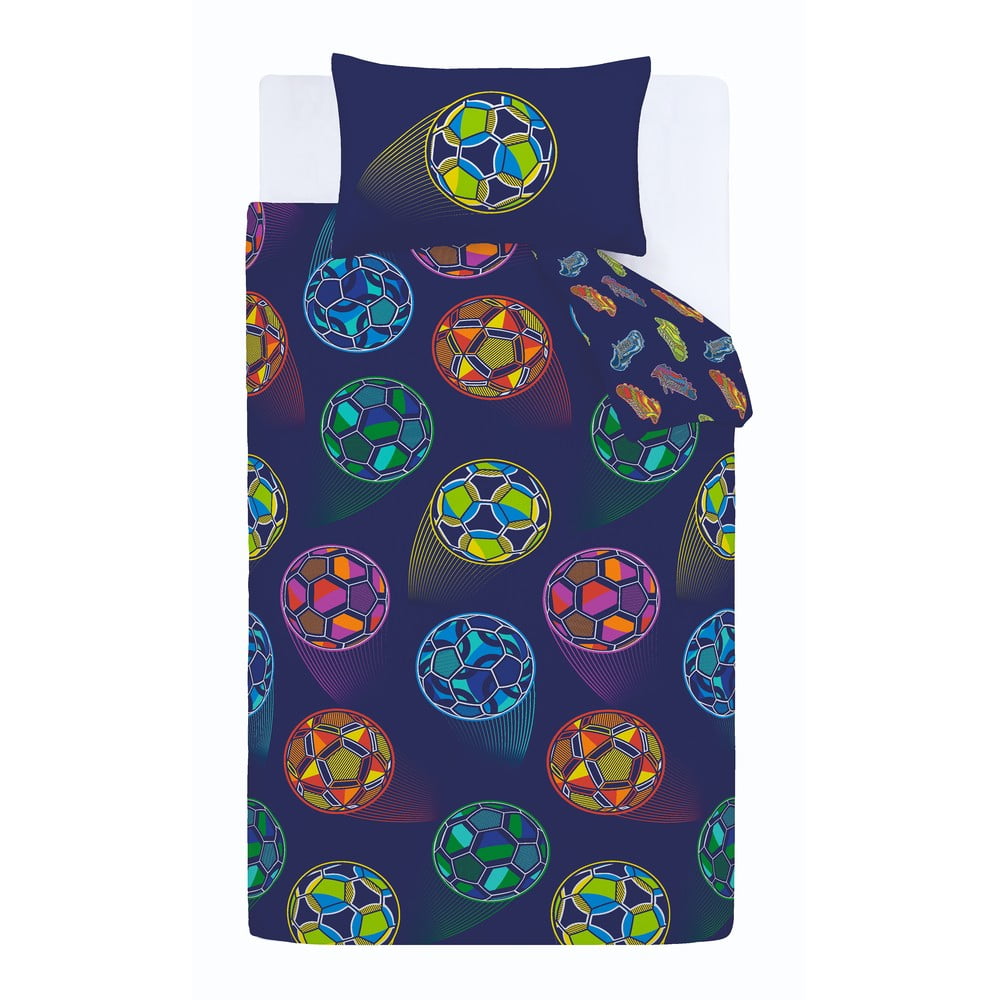 Kék kétszemélyes gyerek ágyneműhuzat 200x200 cm Bright Football – Catherine Lansfield