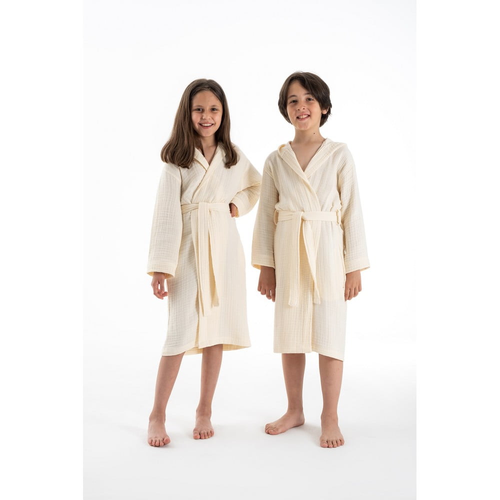 Krémszínű muszlin gyerek fürdőköpeny 11-12 év Muslin – Foutastic