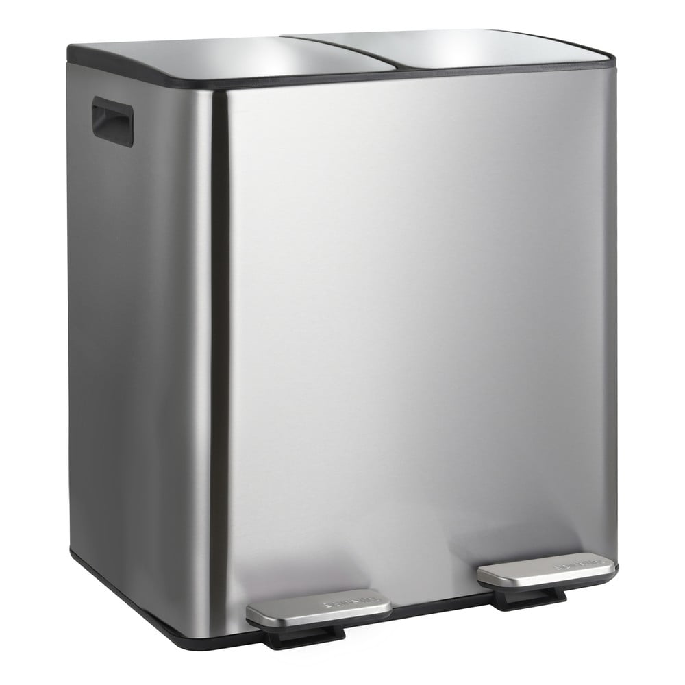 Matt ezüstszínű acél szelektív pedálos szemetes 2x20 l   Aliya – Spirella