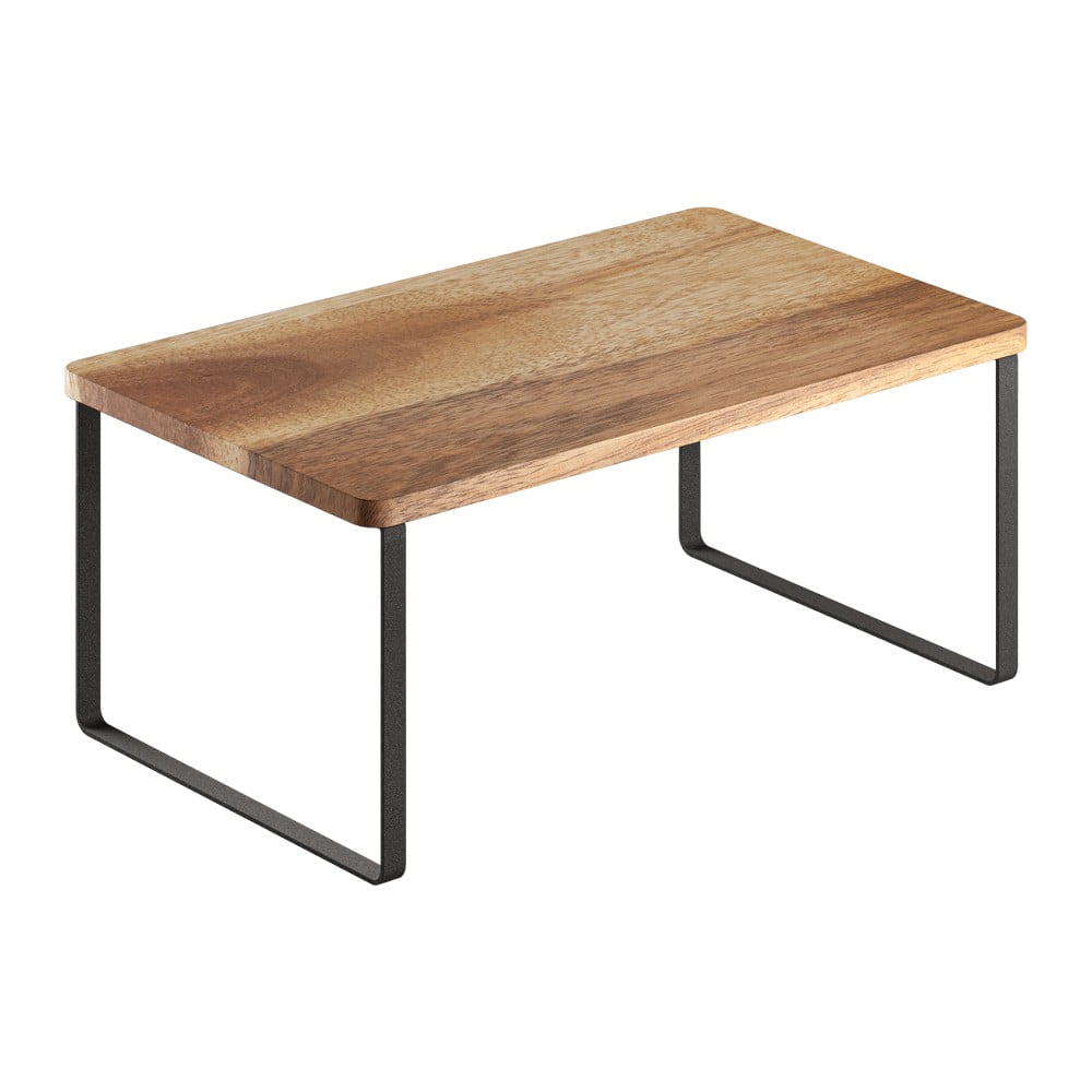 Matt fekete-natúr színű fa kiegészítő polc 32x19 cm York – Metaltex