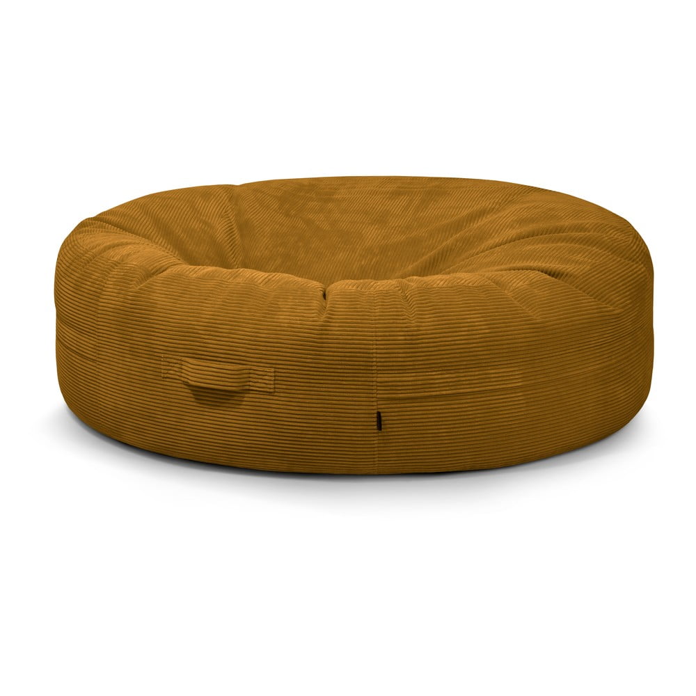 Mustársárga kordbársony babzsákfotel Roll 190 – SLOWDOWN