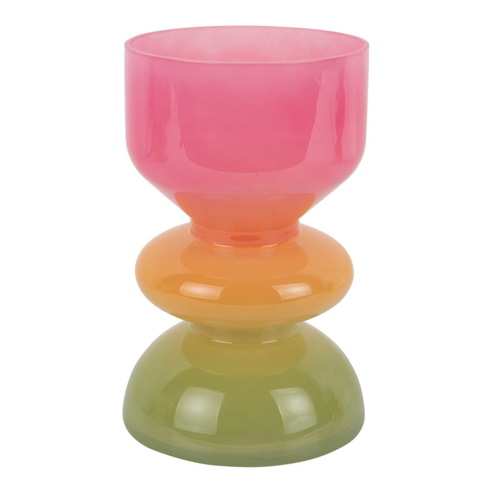 Narancssárga-rózsaszín üveg váza (magasság 20