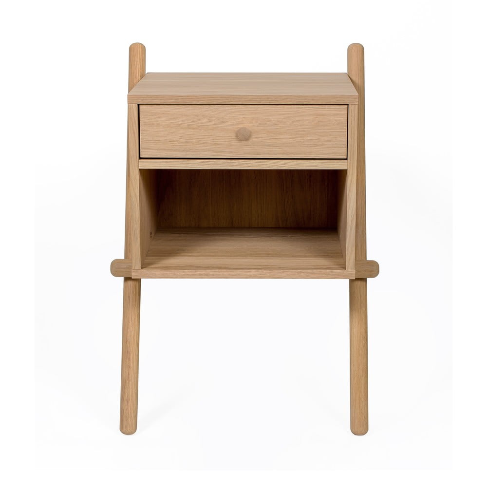 Natúr színű éjjeliszekrény tölgyfa dekorral Wiru – Woodman
