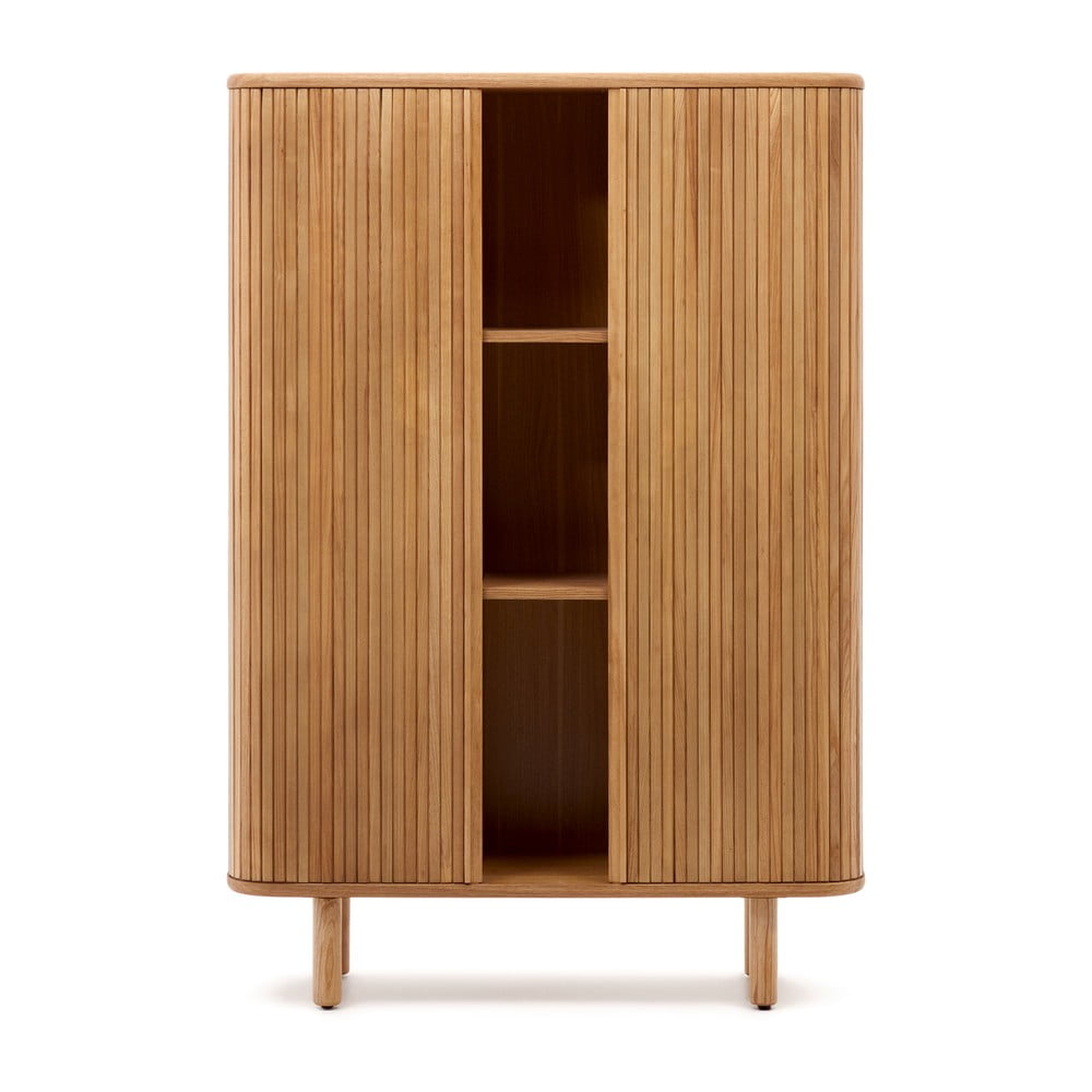 Natúr színű szekrény tolóajtóval kőrisfa dekorral 110x160x40 cm Mailen – Kave Home