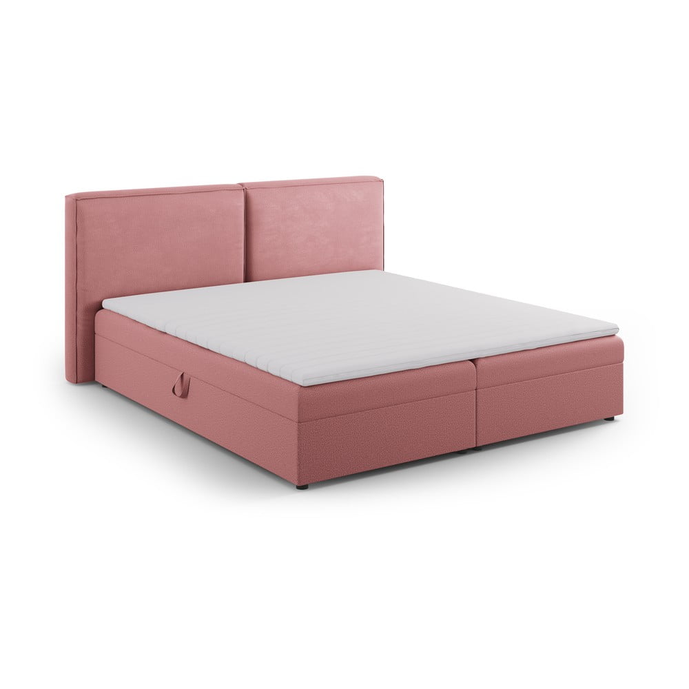 Rózsaszín ágyneműtartós boxspring ágy 180x200 cm Arendal – Cosmopolitan Design