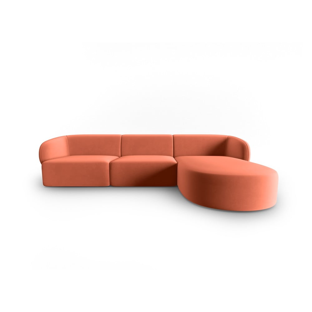 Rózsaszín bársony sarokkanapé (jobb oldali-heverő résszel) Paolo – Milo Casa