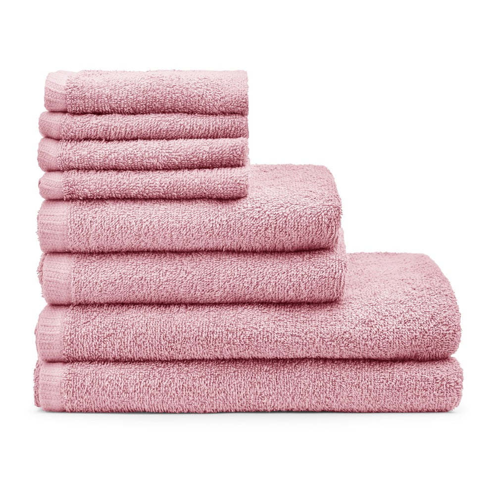 Rózsaszín gyorsan száradó-frottír pamut törölköző és fürdőlepedő készlet 8 db-os Quick Dry – Catherine Lansfield