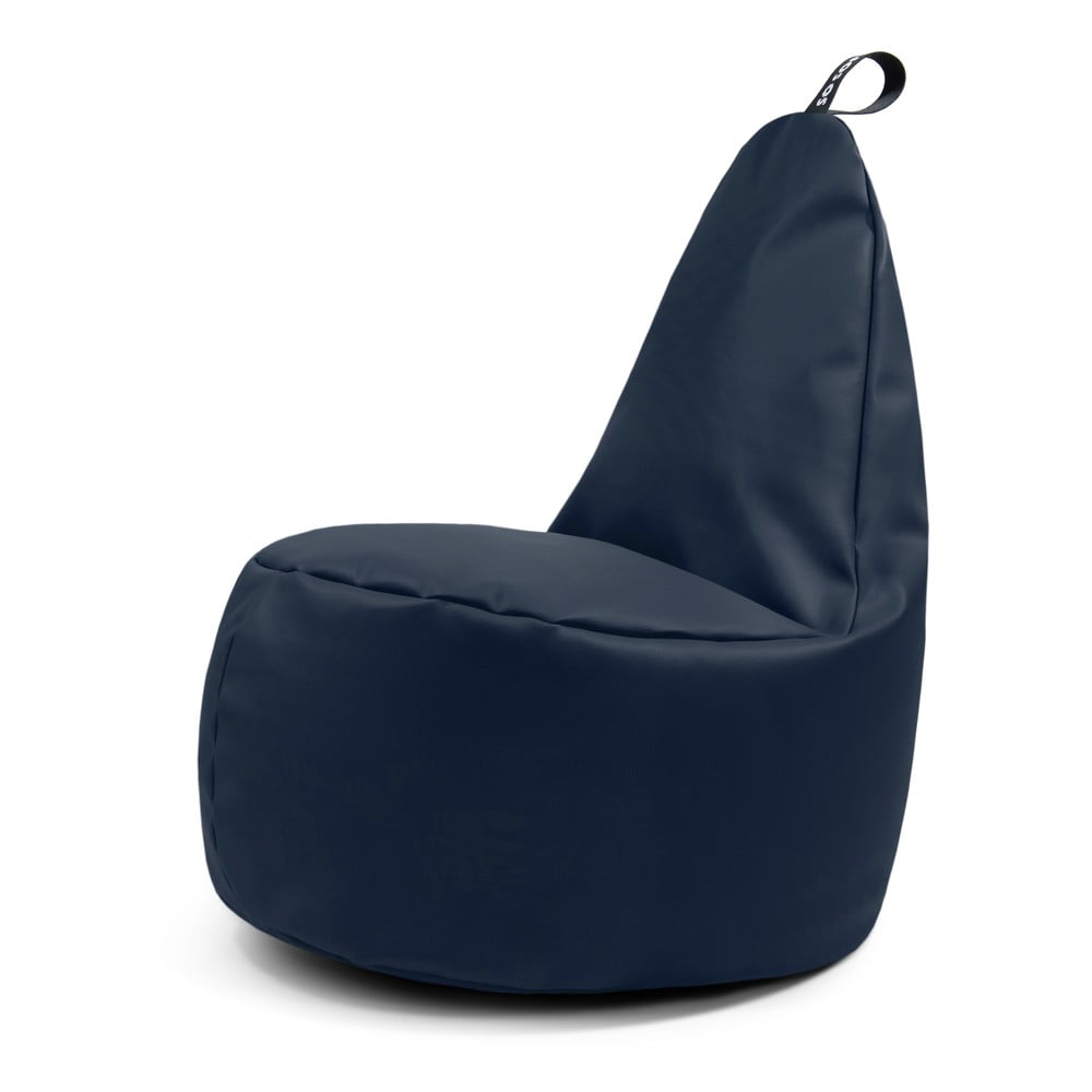 Sötétkék bőrutánzat babzsákfotel Lull XL – So Soft?