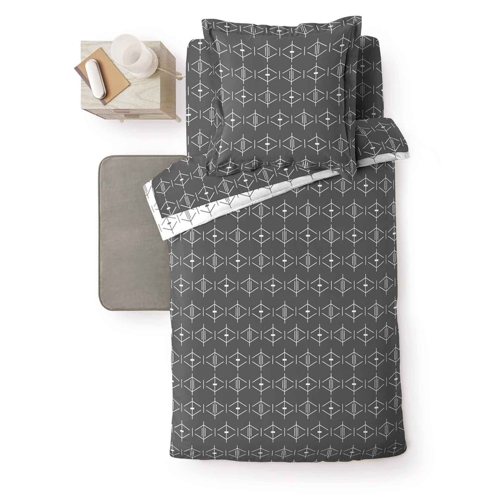 Sötétszürke egyszemélyes pamut paplanhuzat 140x200 cm Aristide – douceur d'intérieur