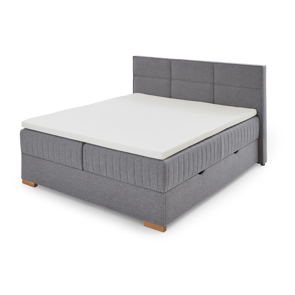 Szürke ágyneműtartós boxspring ágy 160x200 cm Tambo – Meise Möbel
