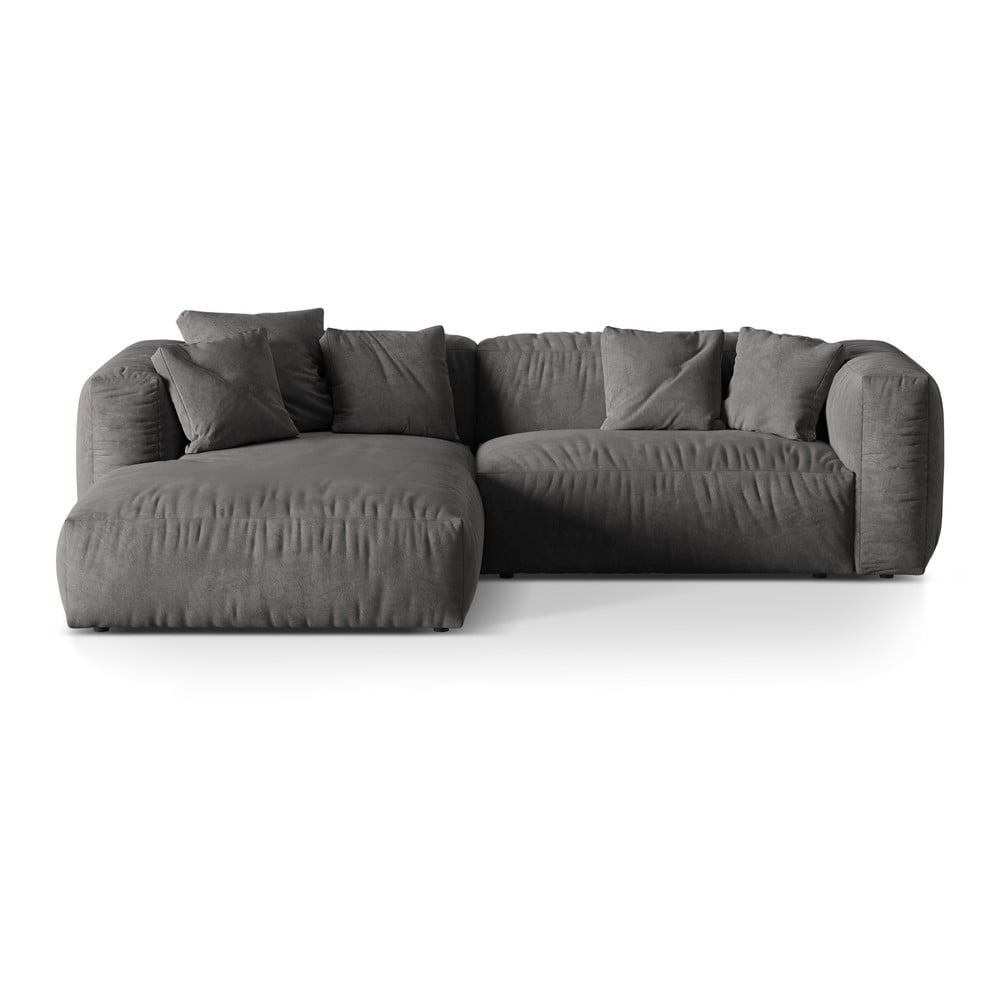 Szürke bársony moduláris sarokkanapé (bal oldali-heverő résszel) Martina – Micadoni