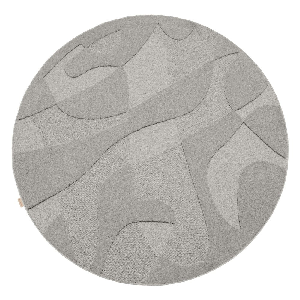 Szürke gyapjú kerek szőnyeg ø 160 cm Morphic Botanica – Agnella