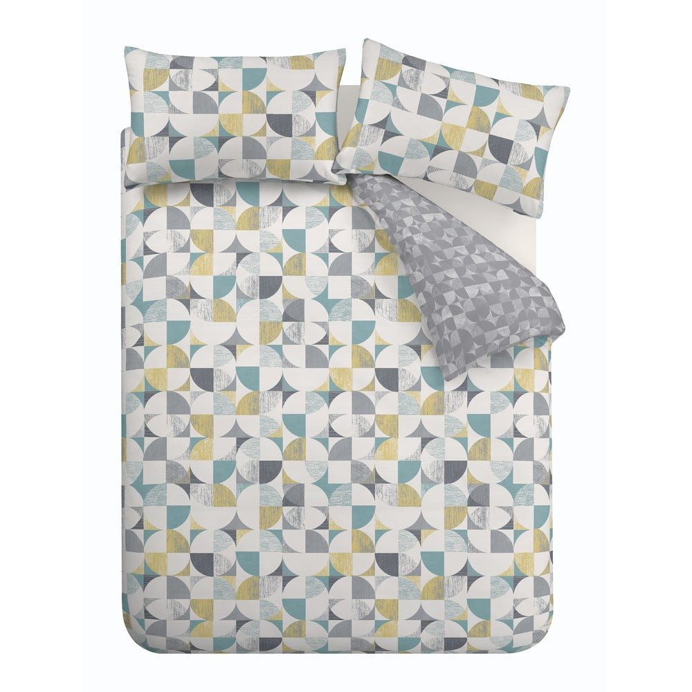 Szürke kétszemélyes ágyneműhuzat 200x200 cm Retro Circles – Catherine Lansfield