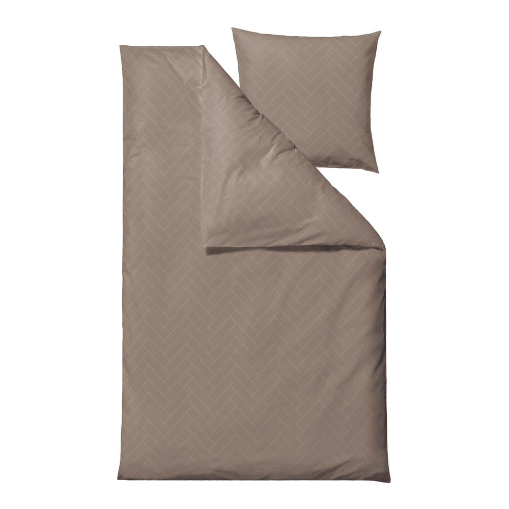 Szürkésbarna egyszemélyes hosszabbított damaszt ágyneműhuzat 140x220 cm Tiles – Södahl