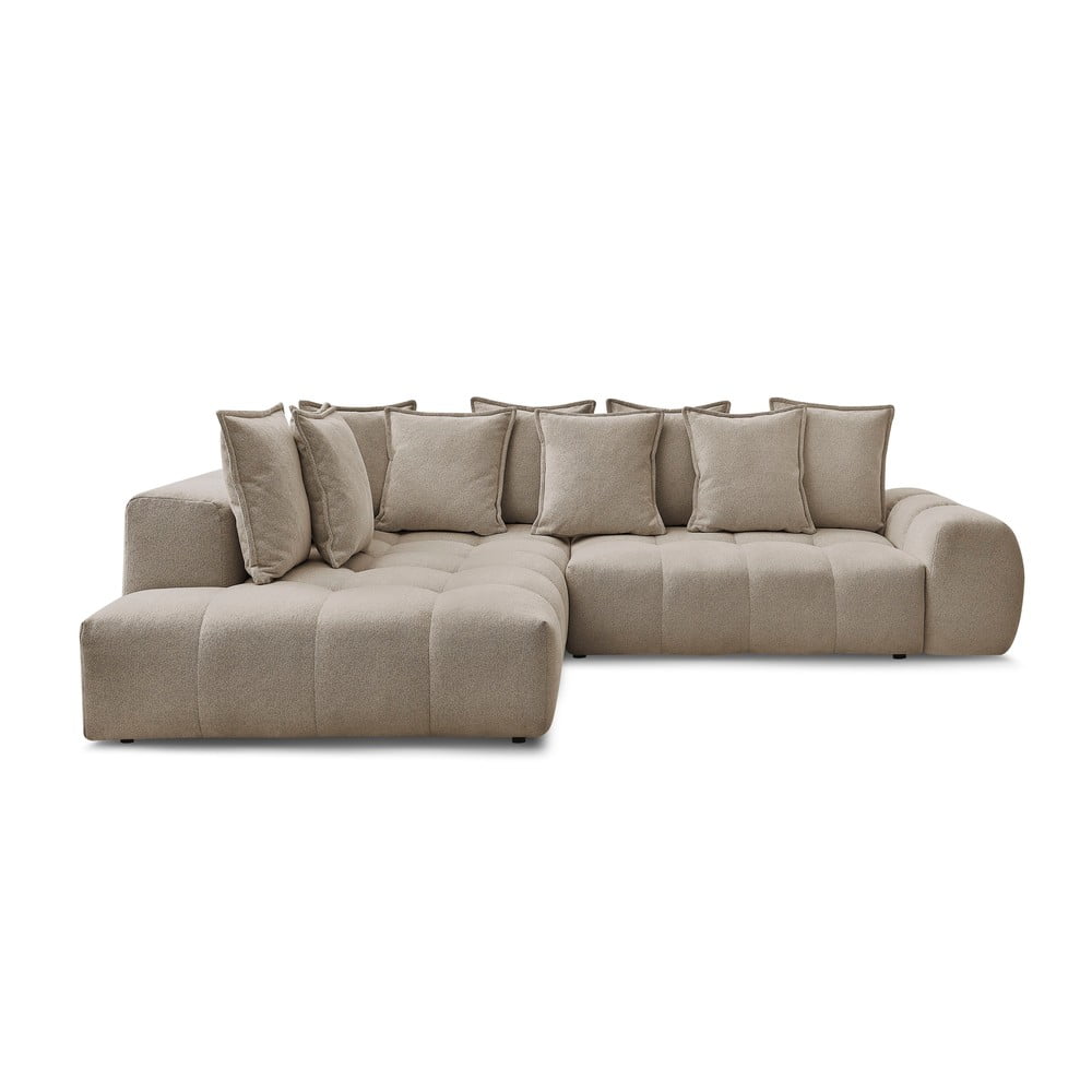 Szürkésbarna zsenília kinyitható-tárolóhelyes sarokkanapé (bal oldali-L alakú) Everest – Bobochic Paris