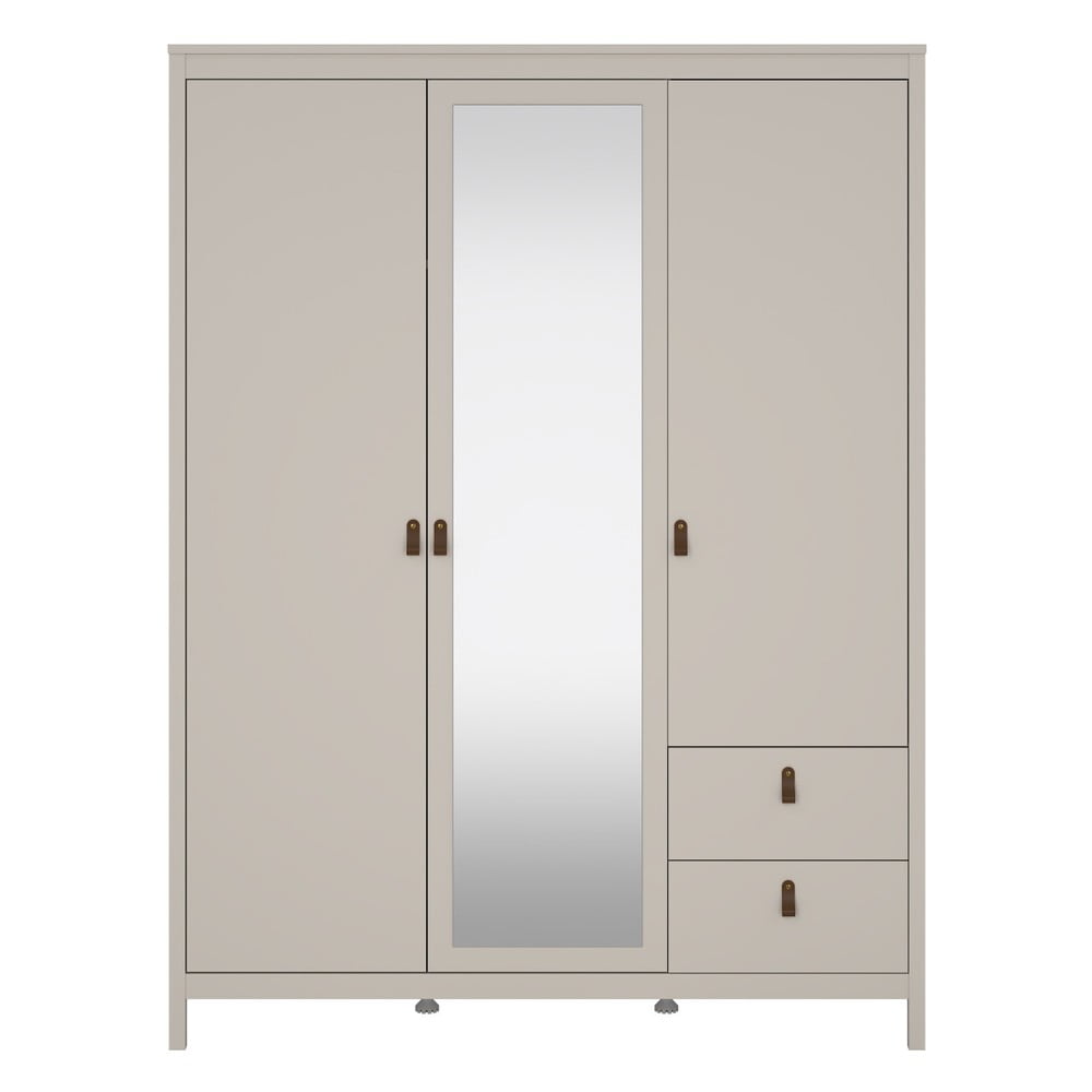 Szürkésbézs ruhásszekrény tükörrel 150x199x58 cm Madrid – Tvilum