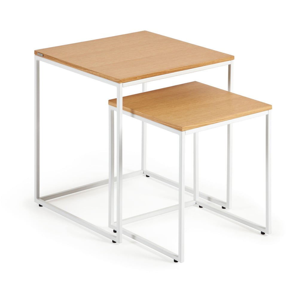 Tárolóasztal szetttölgyfa dekorral  2 db-os 45x45 cm Yoana – Kave Home