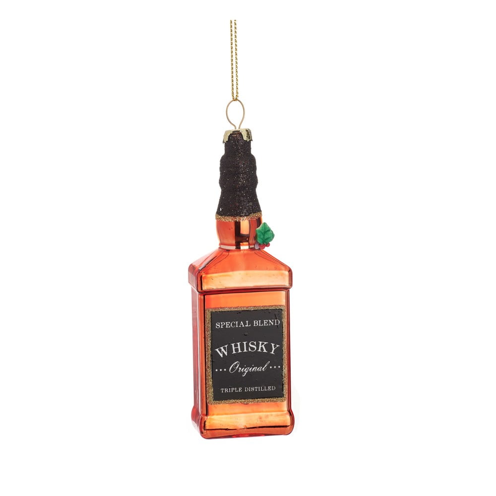 Üveg kézzel készített karácsonyfadísz 12 cm Whisky Bottle – Sass & Belle