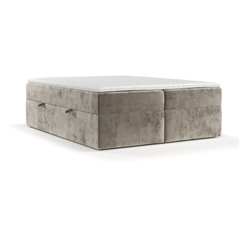 Világosbarna ágyneműtartós boxspring ágy 160x200 cm Yoko – Maison de Rêve