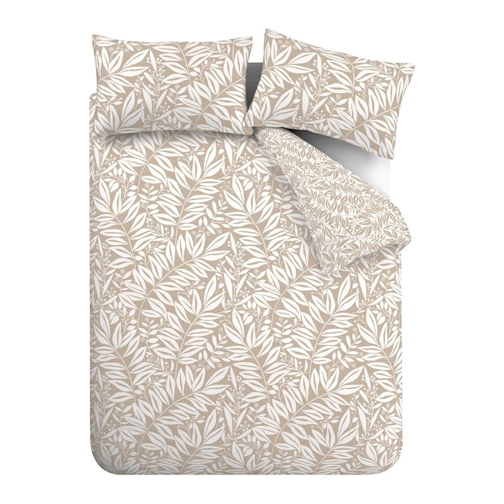 Világosbarna kétszemélyes hosszabbított ágyneműhuzat 230x220 cm Sorrel Leaves – Catherine Lansfield