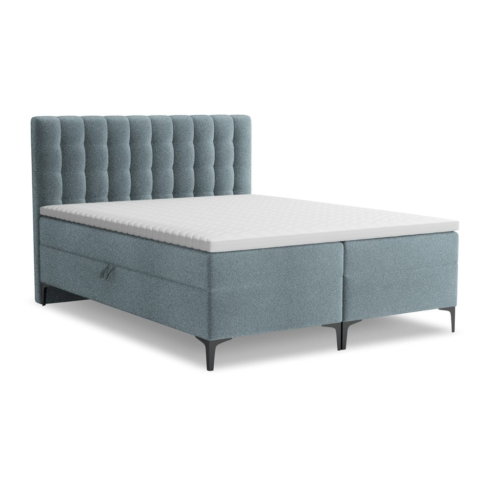 Világoskék ágyneműtartós boxspring ágy 180x200 cm Puhala – Makamii