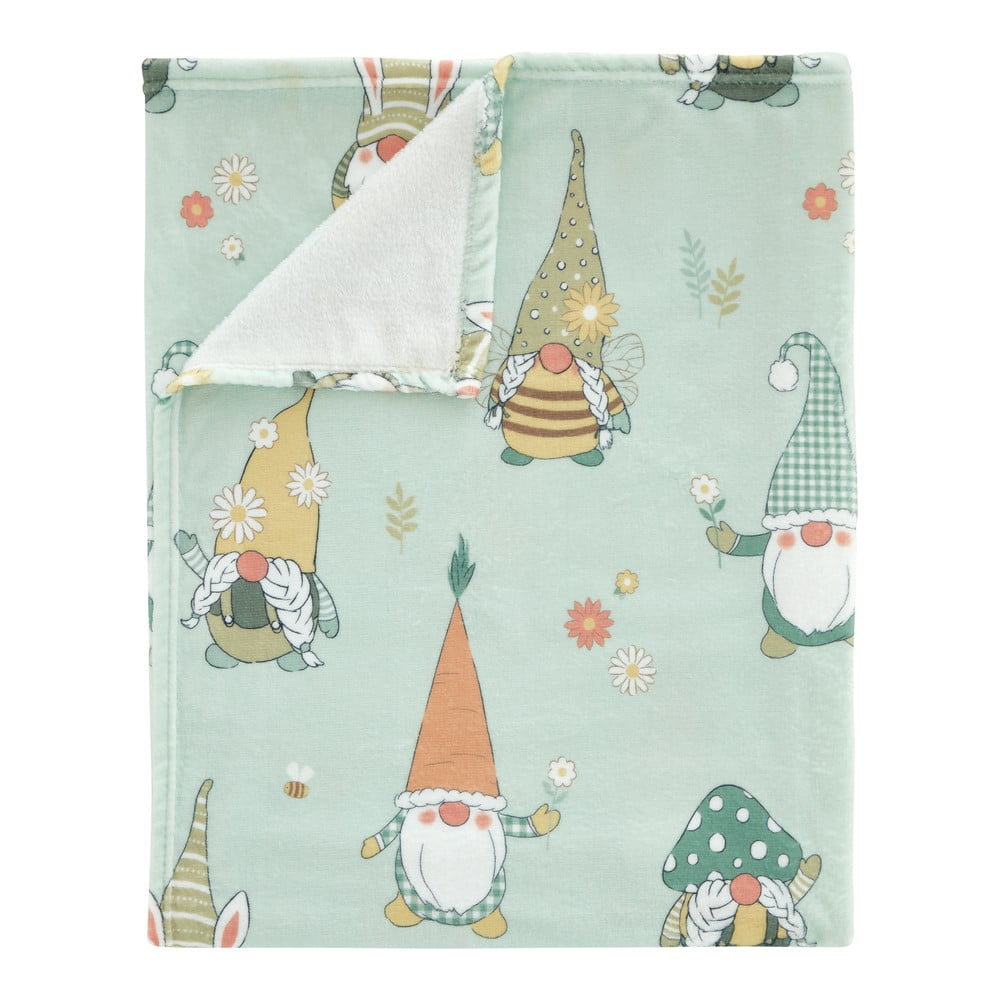 Világoszöld mikroplüss takaró húsvéti mintával 130x170 cm Spring Gonks – Catherine Lansfield