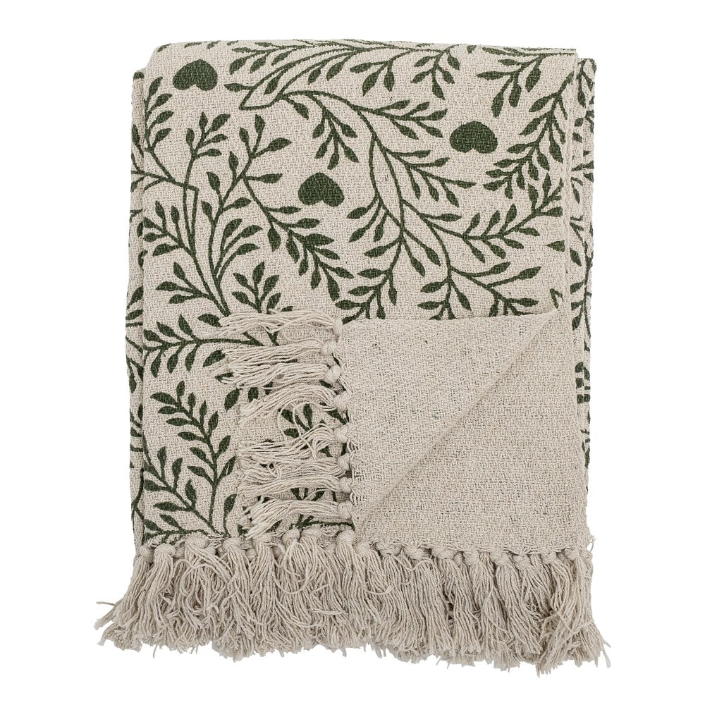 Zöld-krémszínű takaró 130x160 cm Maribelle – Bloomingville