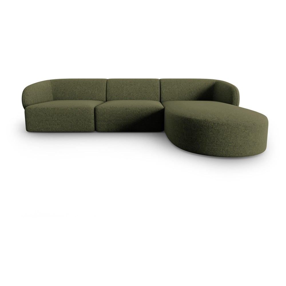 Zöld zsenília sarokkanapé (jobb oldali-heverő résszel) Paolo – Milo Casa